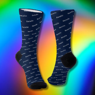 Weiße Marine Socken mit personalisiertem Namen, be