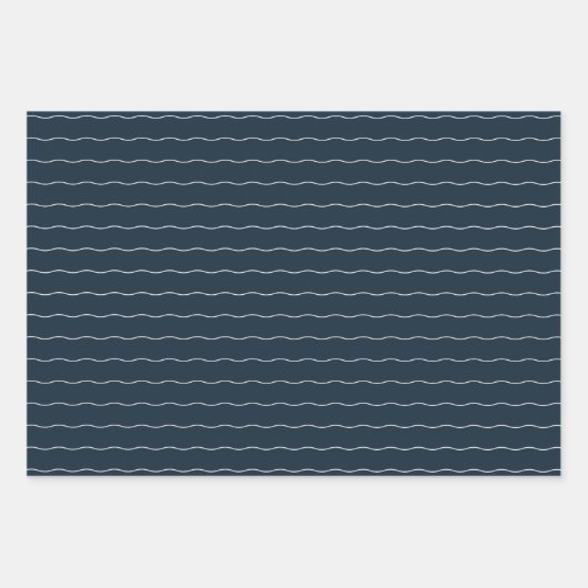 Weiße Marinelinien und Punkte einfacher Urlaub Geschenkpapier Set (Vorderseite 3)