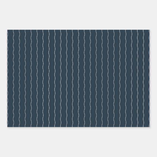 Weiße Marinelinien und Punkte einfacher Urlaub Geschenkpapier Set (Vorderseite)