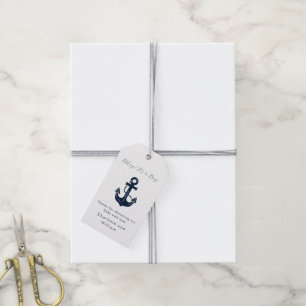 Weiße maritime Ankerkarte Marineblaue Babyparty Geschenkanhänger