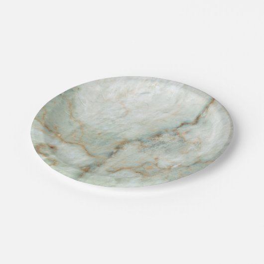 Weiße Marmelade Pappteller (Schrägansicht)