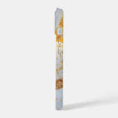 Weiße Marmor-Chic-Gold-Glitter-Monogramm iPhone 15 Hülle (Linke Seite)