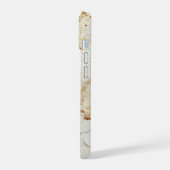 Weiße Marmor-Chic-Gold-Glitter-Monogramm iPhone 15 Hülle (Linke Seite)