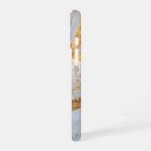 Weiße Marmor-Chic-Gold-Glitter-Monogramm iPhone 16 Hülle (Linke Seite)