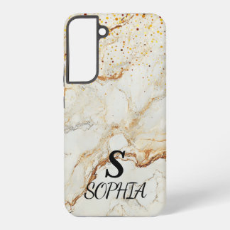 weiße Marmor-Chic-Gold-Glitter-Monogramm Samsung Galaxy Hülle