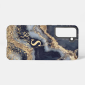 weiße Marmor-Chic-Gold-Glitter-Monogramm Samsung Galaxy Hülle (Rückseite (Horizontal))