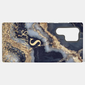 weiße Marmor-Chic-Gold-Glitter-Monogramm Samsung Galaxy Hülle (Rückseite (Horizontal))