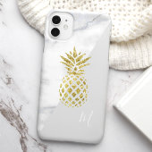 Weiße Marmor-Gold-Ananas-Monogramm Case-Mate iPhone Hülle