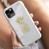 Weiße Marmor-Gold-Ananas-Monogramm Case-Mate iPhone Hülle