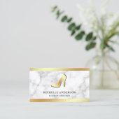 Weiße Marmor Goldfolie High Heels Stilettos Visitenkarte (Stehend Vorderseite)