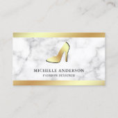 Weiße Marmor Goldfolie High Heels Stilettos Visitenkarte (Vorderseite)