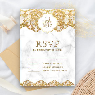 Weiße Marmor Goldfolie Spitze Islamische Muslimisc RSVP Karte