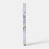 weiße Marmor-Goldlinien-Monogramm iPhone 15 Hülle (Linke Seite)