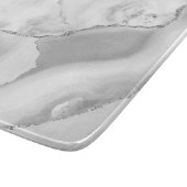 Weiße Marmor Graue Achat Silber Glitter Schneidebrett (Ecke)