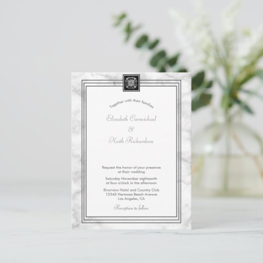 Weiße Marmor in einer Einladung UAWG l Website Postkarte (Stehend Vorderseite)