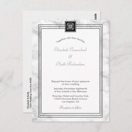 Weiße Marmor in einer Einladung UAWG l Website Postkarte (Vorne/Hinten)