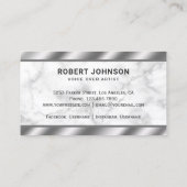 Weiße Marmor-Metallic-Mikrofonstimme über Künstler Visitenkarte (Rückseite)