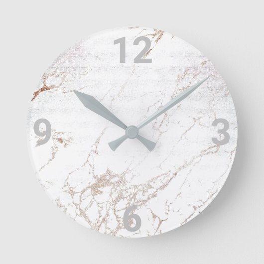 WEISSE MARMOR MODERN WALL CLOCK RUNDE WANDUHR (Vorderseite)