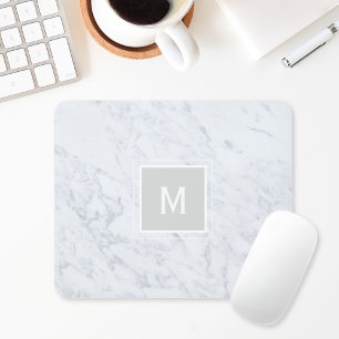 Weiße Marmor-Monogramm Mousepad