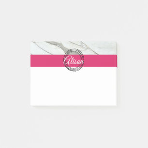 Weiße Marmor rosa schwarze Kreise persönliche Haft Post-it Klebezettel
