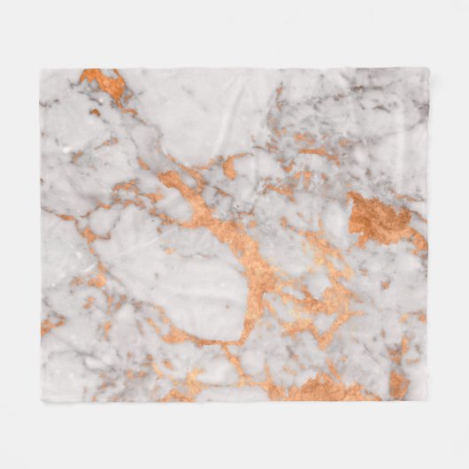 Weiße Marmor-u. Kupfer-kundenspezifische Fleecedecke (Vorderseite (Horizontal))