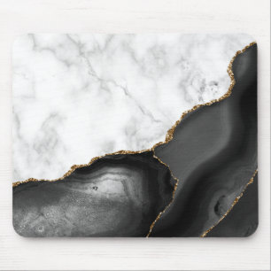 Weiße Marmor vergoldete schwarze Achat Mousepad