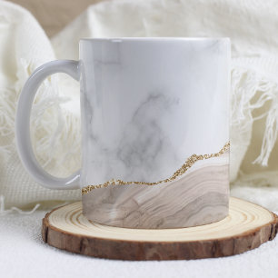 Weiße Marmor vergoldeter Elfenbein Beige Taupe Ach Kaffeetasse