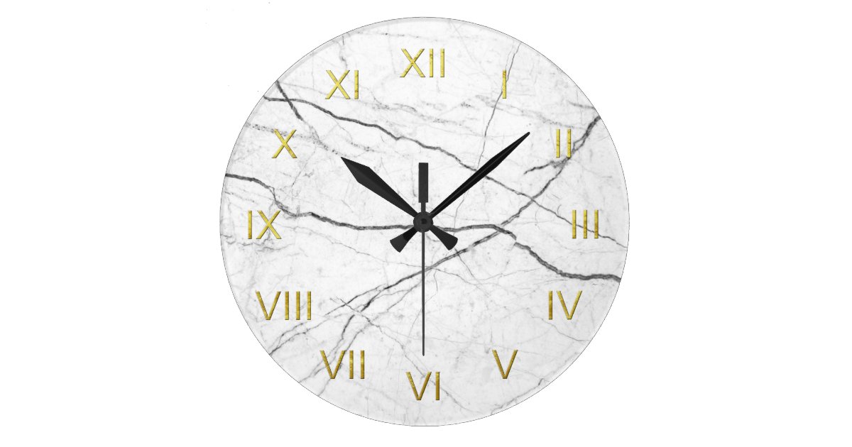 Weisse Marmorbeschreibungs Wanduhr Goldziffern Grosse Wanduhr