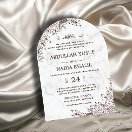 Weiße Marmorblume islamische Arche Hochzeit Einladung
