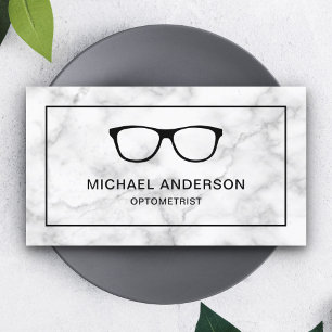 Weiße Marmorbrille Augenarzt Optometrist Visitenkarte