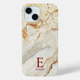 Weiße Marmorchic-Gold-Glitter-Monogramm Case-Mate iPhone Hülle