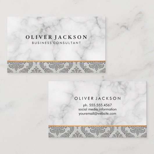 Weiße Marmormatte, Damast-Damast Visitenkarte (Vorne/Hinten)