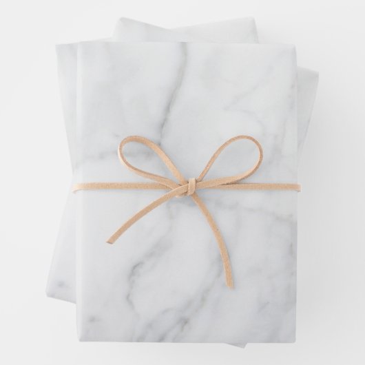 Weiße Marmormuster Boho Chic Geschenkpapier Set (Beispiel)