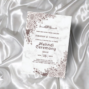 Weiße Marmorplatte islamische Mehndi Zeremonie Einladung