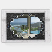 Weiße Marmorrahmen schwarze Herden Gästebuch (Rückseite)