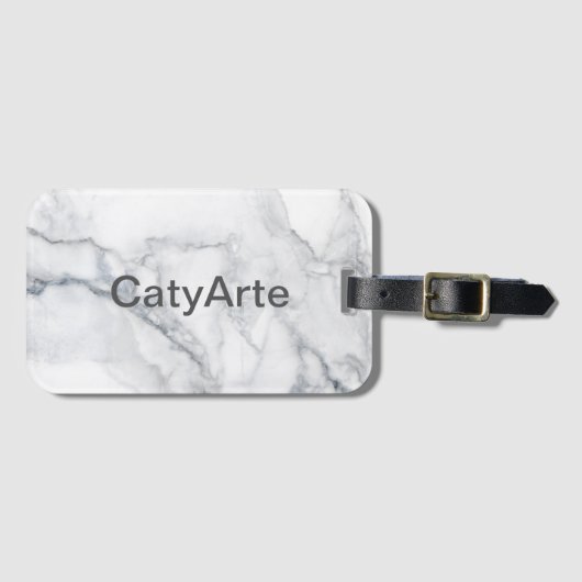 Weiße Marmorstruktur Gepäckanhänger (Vorderseite (Horizontal))