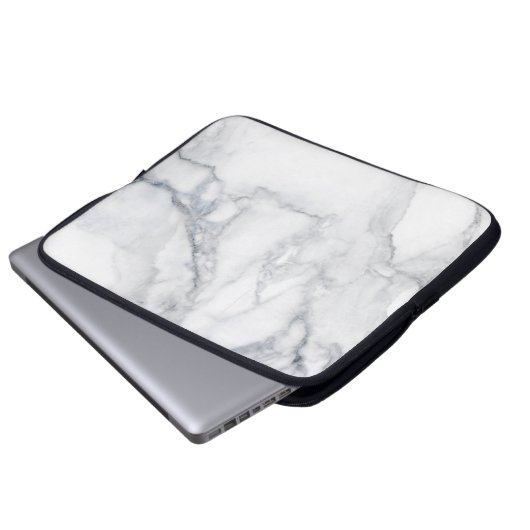 Weiße Marmorstruktur Laptopschutzhülle (Vorne Knopf)