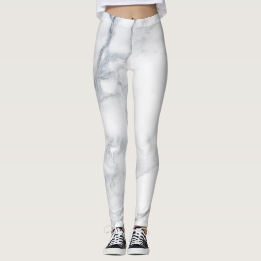 Weiße Marmorstruktur Leggings (Vorderseite)
