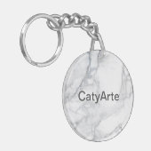 Weiße Marmorstruktur Schlüsselanhänger (Vorderseite links)