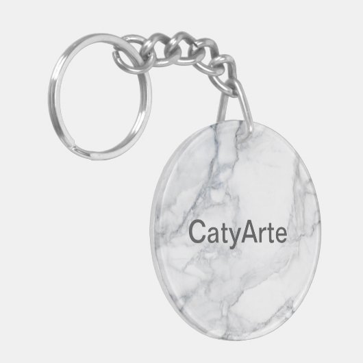 Weiße Marmorstruktur Schlüsselanhänger (Vorderseite links)