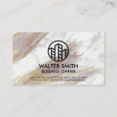 weiße Marmortextur | Corporate Icon Visitenkarte (Rückseite)