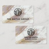 weiße Marmortextur | Corporate Icon Visitenkarte (Vorne/Hinten)