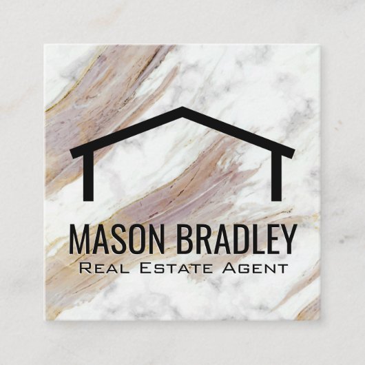 weiße Marmortextur | Dachsymbol Quadratische Visitenkarte (Vorderseite)