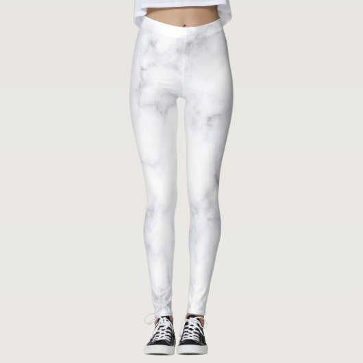weiße Marmortextur Leggings (Vorderseite)