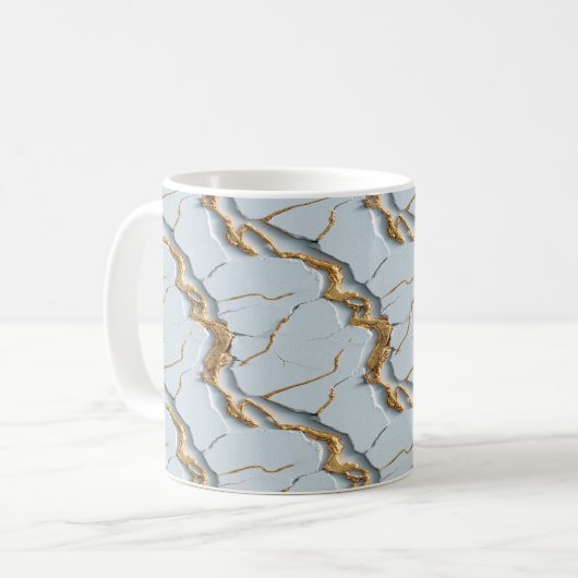 Weiße Marmortextur mit rissigen Goldadern Kaffeetasse (Vorderseite Links)