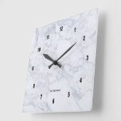 weiße Marmortextur Quadratische Wanduhr (Winkel)