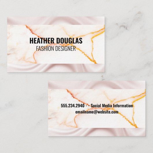 weiße Marmortextur | Seidengewebe Visitenkarte (Vorne/Hinten)