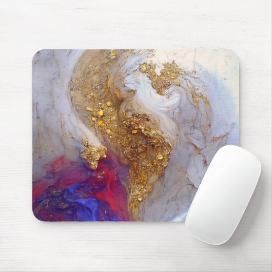 Weiße Marmorwirbel mit flüssigem Gold Mousepad (Mit Mouse)