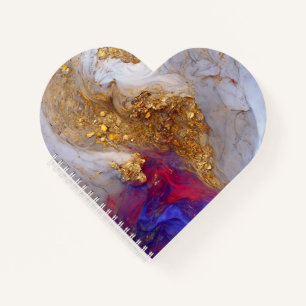 Weiße Marmorwirbel mit flüssigem Gold Notizblock