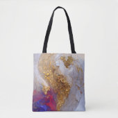 Weiße Marmorwirbel mit flüssigem Gold Tasche (Vorderseite)